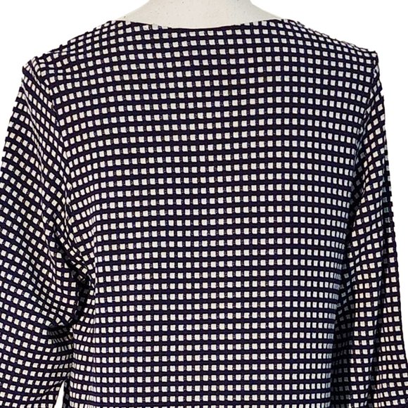 NWT: Tricot Chic Navy & White Checkered Plaid Tunic Dress Made in Italy - Picture 4 of 12